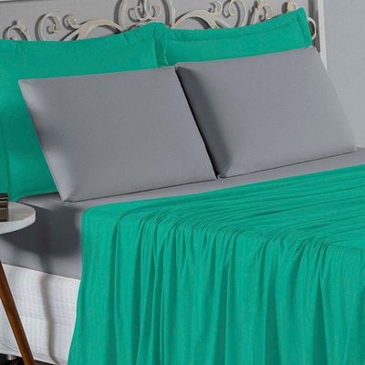 Jogo  Cama Queen Nobre 4 Peças Lençol  Elástico  30cm  Altura  100% Algodão  Ja  Cinza