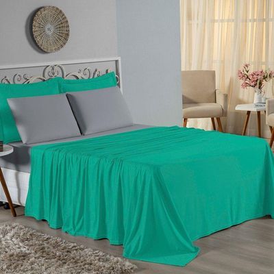 Jogo  Cama Queen Nobre 4 Peças Lençol  Elástico  30cm  Altura  100% Algodão  Ja  Cinza