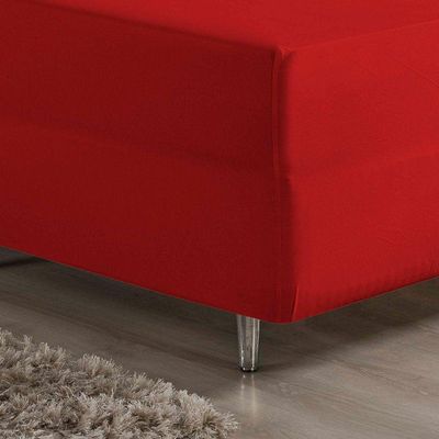 Jogo De Cama Queen Nobre 3 Peças Luva De Box 55cm De Altura Malha 100% Algodão - Vermelho