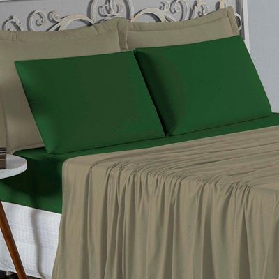 Jogo  Cama Queen Nobre 4 Peças Lençol  Elástico  30cm  Altura  100% Algodão  Avelã  Verbanira