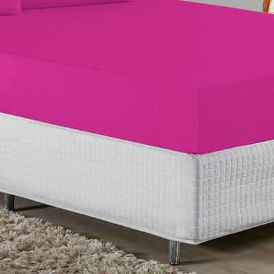 Jogo De Cama Queen Nobre 3 Peças Lençol Com Elástico De 30cm De Altura Malha 100% Algodão - Pink
