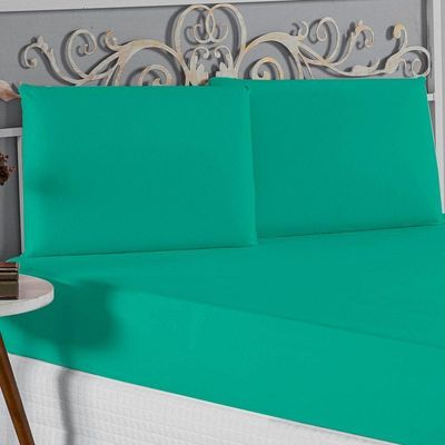 Jogo De Cama Queen Nobre 3 Peças Lençol Com Elástico De 30cm De Altura Malha 100% Algodão - Jade