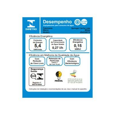 Kit Purificador De água Slimpure Branco + 3 Filtros Refis Midea Jdd2580tw.fpbtnb3x - Bivolt