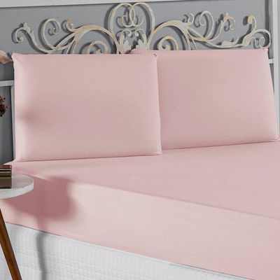 Jogo De Cama Queen Nobre 3 Peças Lençol Com Elástico De 30cm De Altura Malha 100% Algodão - Rosa