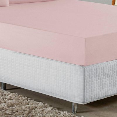 Jogo De Cama Queen Nobre 3 Peças Lençol Com Elástico De 30cm De Altura Malha 100% Algodão - Rosa