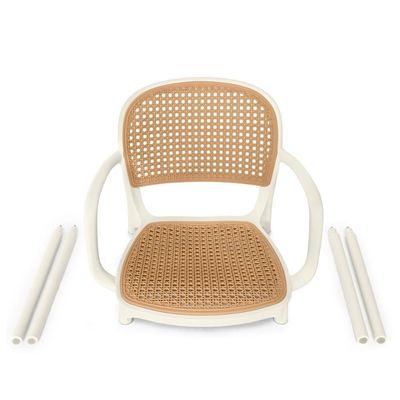 Kit 10 Cadeiras De Jantar Roma Prática Com Braços Para Sala E Cozinha - Bege