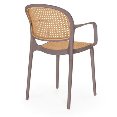 Kit 2 Cadeiras De Jantar Roma Prática Com Braços Para Sala E Cozinha - Marrom Claro