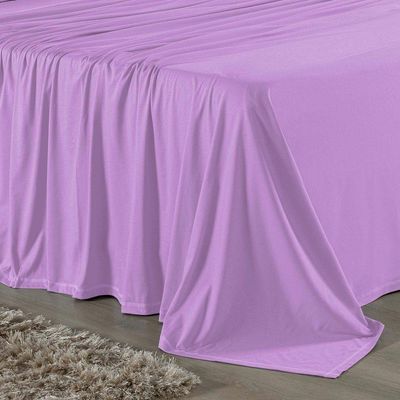 Jogo De Cama Solteiro Nobre 3 Peças Lençol Com Elástico De 30cm De Altura Malha 100% Algodão - Lilás