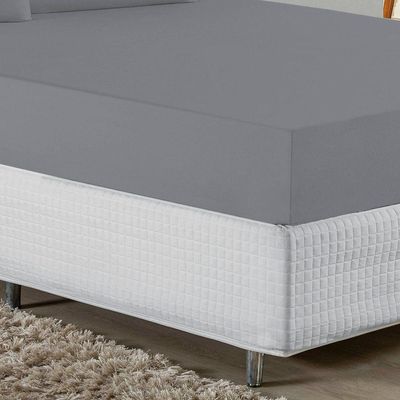 Jogo De Cama Queen Nobre 3 Peças Lençol Com Elástico De 30cm De Altura Malha 100% Algodão - Cinza