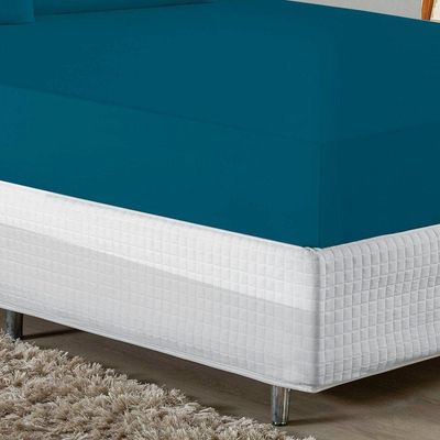 Jogo De Cama Casal Nobre 3 Peças Lençol Com Elástico De 30cm De Altura Malha 100% Algodão - Petróleo