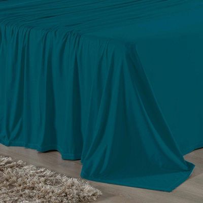 Jogo De Cama Casal Nobre 4 Peças Lençol Com Elástico De 30cm De Altura Malha 100% Algodão - Petróleo