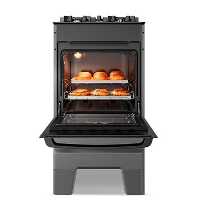 Fogão A Gás Mesa De Vidro Forno 50l Esmaltec Ideal Master Glass Titanium 4 Bocas Bivolt