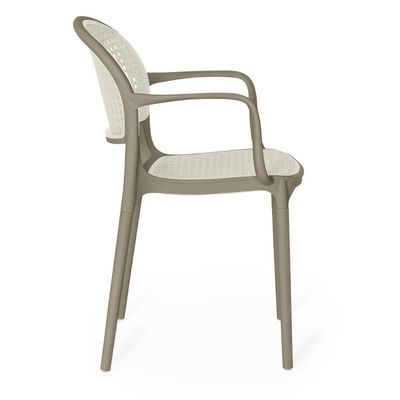Cadeira De Jantar Roma Prática Com Braços Para Sala E Cozinha - Branco/cinza Escuro