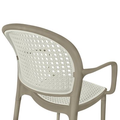 Cadeira De Jantar Roma Prática Com Braços Para Sala E Cozinha - Branco/cinza Escuro