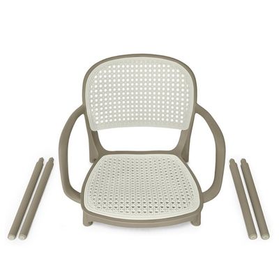 Cadeira De Jantar Roma Prática Com Braços Para Sala E Cozinha - Branco/cinza Escuro