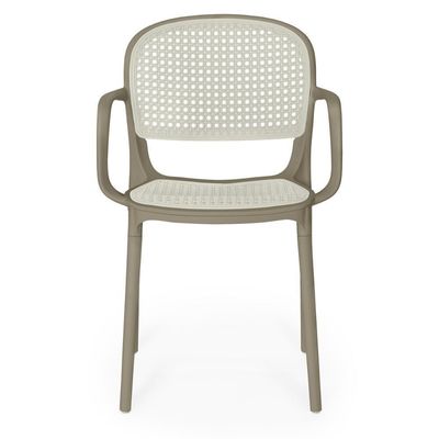 Cadeira De Jantar Roma Prática Com Braços Para Sala E Cozinha - Branco/cinza Escuro