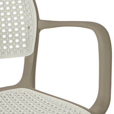 Cadeira De Jantar Roma Prática Com Braços Para Sala E Cozinha - Branco/cinza Escuro