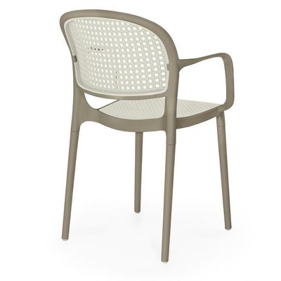 Cadeira De Jantar Roma Prática Com Braços Para Sala E Cozinha - Branco/cinza Escuro