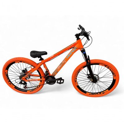 Bicicleta Aro26 Vikingx Tuff 21v Aro Freio Disco Garfo Suspensão Pneu Flame Laranja X30