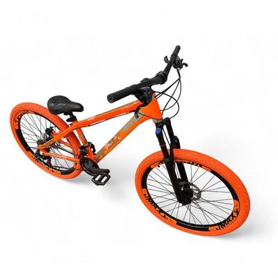 Bicicleta Aro26 Vikingx Tuff 21v Aro Freio Disco Garfo Suspensão Pneu Flame Laranja X30