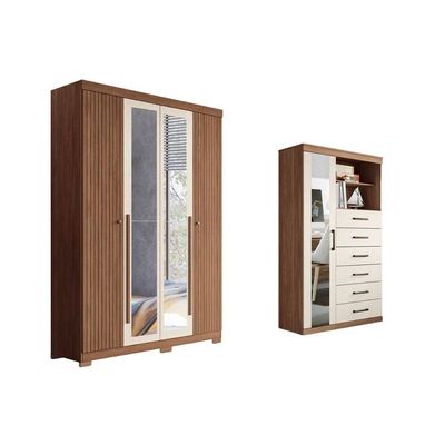 Guarda Roupa +cômoda Qc310 Jatoba/areia - Santos Andirá
