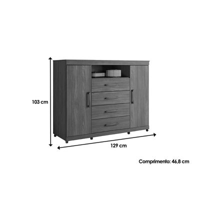 Guarda Roupa +1cômoda Qc448 Jatobá/grafite - Santos Andirá
