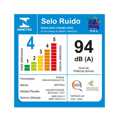 Liquidificador Britânia BLQ1300V Fortis Turbo 1400W 3L 127V
