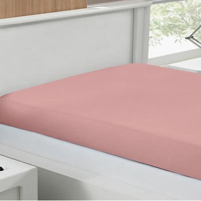 Lençol Avulso KazzaVip Queen Malha 100% Algodão Basic Liso com Elástico Rosa Pastel