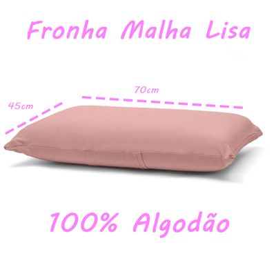 Fronha Avulsa KazzaVip Malha 100% Algodão Basic Lisa 45cmx70cm Rosa Pastel