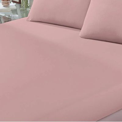 Lençol Avulso KazzaVip King Malha 100% Algodão Basic Liso com Elástico Rosa Pastel