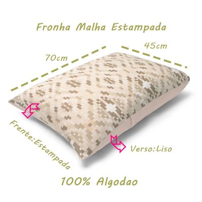 Fronha Avulsa KazzaVip Malha 100% Algodão Basic Estampada Dados Bege