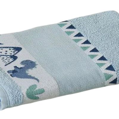 Kit ( 2 ) Toalha de Banho KazzaVip Infantil 100% Algodão Jacquard Barra para Bordar Funny Azul