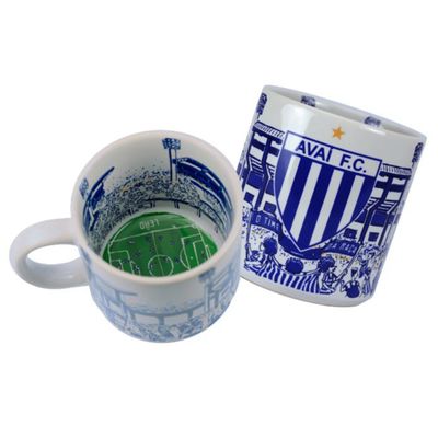 Caneca KazzaVip do Avai F.C Cerâmica 360 ML Estádio da Ressacada Licenciada Branco