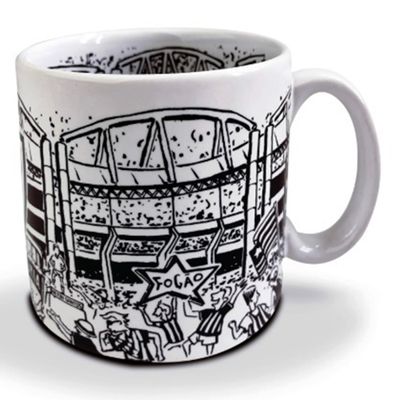 Caneca KazzaVip do Botafogo Cerâmica 360 ML Estádio Olímpico Nilton Santos Licenciada Branco