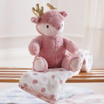 Manta e Bichinho KazzaVip Baby Pelúcia 100% Poliéster Microfibra Rena Rosa