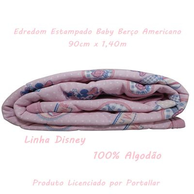 Edredom KazzaVip Baby Malha 100% Algodão Berço Americano Estampado Minnie Doce Rosa