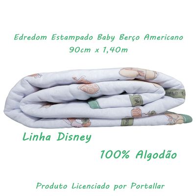 Edredom KazzaVip Baby Malha 100% Algodão Berço Americano Estampado Ursinho Pooh Branco
