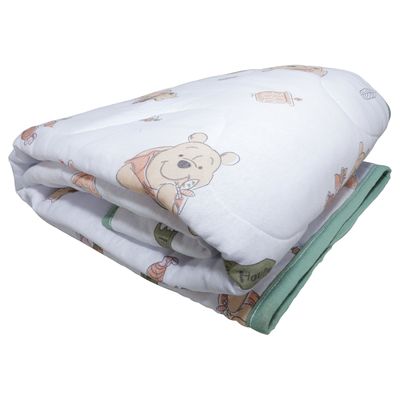 Edredom KazzaVip Baby Malha 100% Algodão Berço Americano Estampado Ursinho Pooh Branco