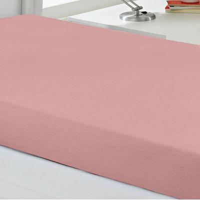 Lençol Avulso KazzaVip King Malha 100% Algodão Basic Liso com Elástico Rosa Pastel