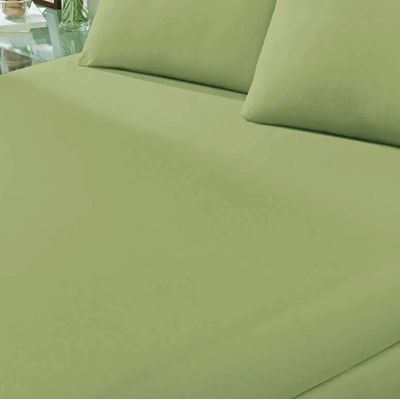 Lençol Avulso KazzaVip King Malha 100% Algodão Basic Liso com Elástico Verde Musgo