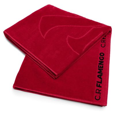 Toalha de Banho KazzaVip Jacquard Relevo Veludo 100% Algodão Futebol Flamengo Oficial 70cmx140m Vermelho
