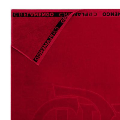 Toalha de Banho KazzaVip Jacquard Relevo Veludo 100% Algodão Futebol Flamengo Oficial 70cmx140m Vermelho