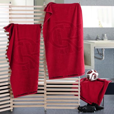 Toalha de Banho KazzaVip Jacquard Relevo Veludo 100% Algodão Futebol Flamengo Oficial 70cmx140m Vermelho