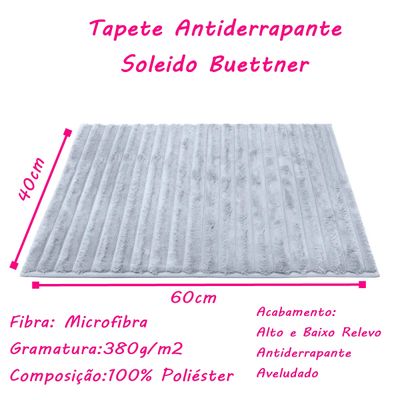 Tapete Buettner Microfibra 100% Poliéster Antiderrapante Soleido 40x60cm Chumbo