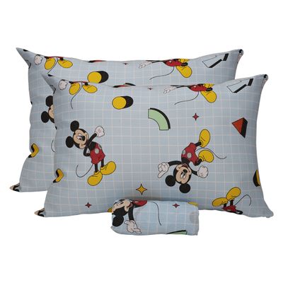 Jogo de Lençol KazzaVip Casal Malha Mista 70% Algodão e 30% Poliéster Estampado Disney Mickey Formas Kids 3 Peças Azul
