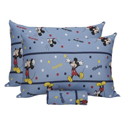 Jogo de Lençol KazzaVip Casal Malha Mista 70% Algodão e 30% Poliéster Estampado Disney Mickey Comics Kids 3 Peças Azul