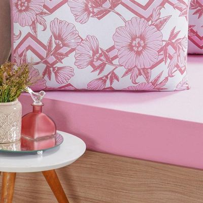 Jogo De Cama Queen Dreams Malha 100% Algodão 158x198x30cm Rosa