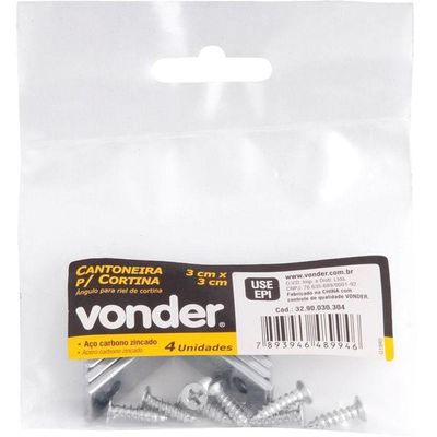 Cantoneira P/ Cortina 03x03cm Zincado Cce0033 C/ 4 Pç Vonder