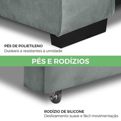 Sofá Retrátil E Reclinável 2 Lugares 2,60m Andreza Veludo Lansofbr Cinza
