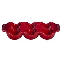 BANDEJA LE CREUSET PARA 6 OVOS EM CERÂMICA VERMELHO